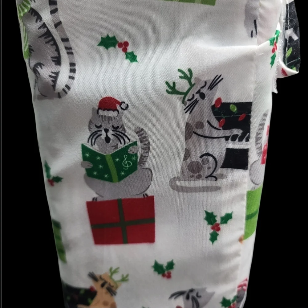 4pc Christmas Cats Caroling Hollyberry Queen Size Bed Sheet Set Decor New